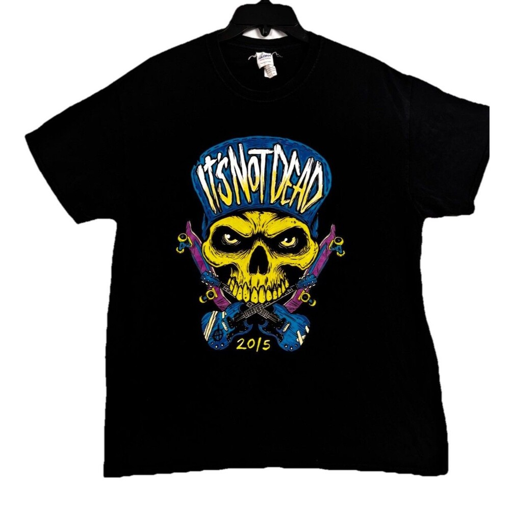 It’s Not Dead 2015 Punk Rock Festival Band T Shirt Mens Large Black Skull